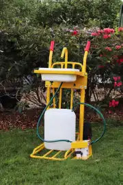 Stalen Steekwagen 250kg – Draagbaar Handenwasstation met Trolley, Waterslang & 2x 25L Watertanks