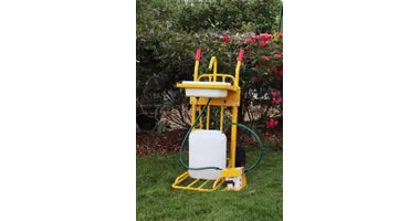 Stalen Steekwagen 250kg – Draagbaar Handenwasstation met Trolley, Waterslang & 2x 25L Watertanks