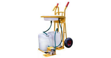 Stalen Steekwagen 250kg – Draagbaar Handenwasstation met Trolley, Waterslang & 2x 25L Watertanks