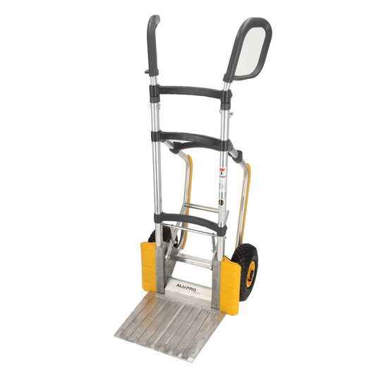 Aluminium Steekwagen 250 kg - Easy-Step, Glijrails & Verstelbare Handgrepen - Luchtbanden